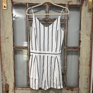 Striped White and Black Romper